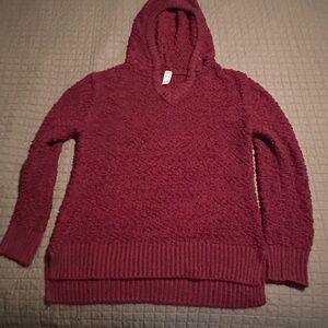 GreenTea Deep Maroon Knit Sweater Hoodie
